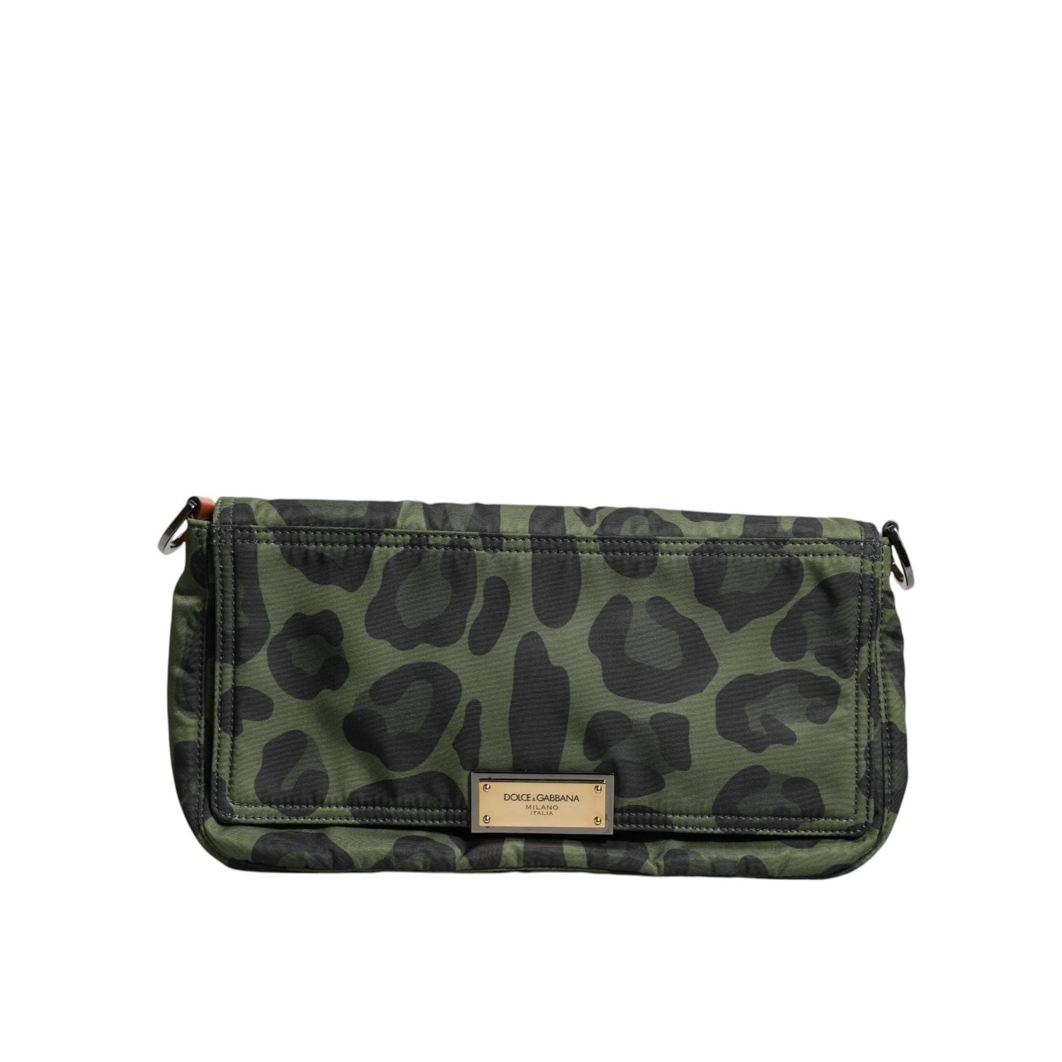 Dolce & Gabbana Green Nylon Leopard Print Shell Messenger Crossbody Bag