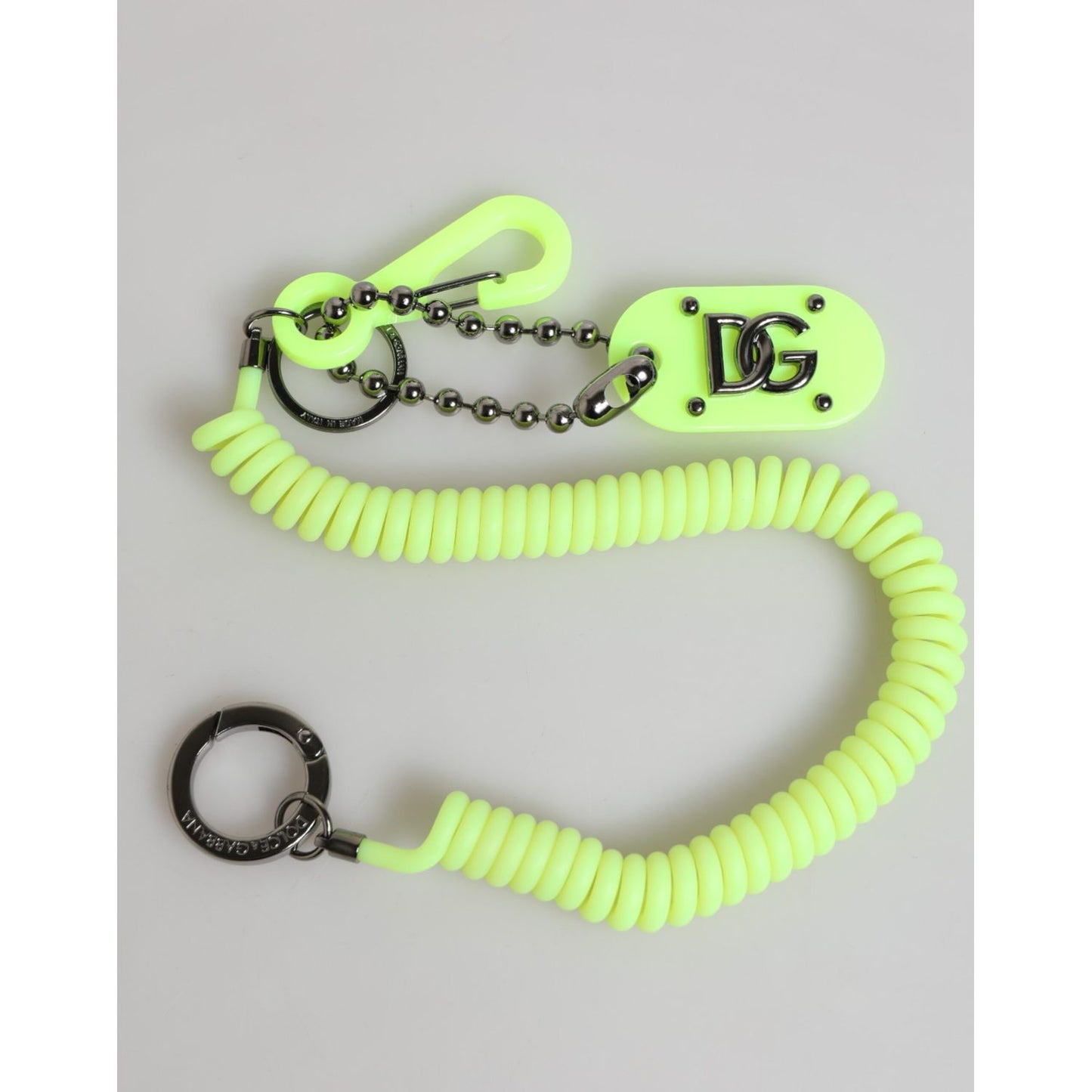 Dolce & Gabbana Green Springy Key Holder DG Logo Men's Keychain Keyring