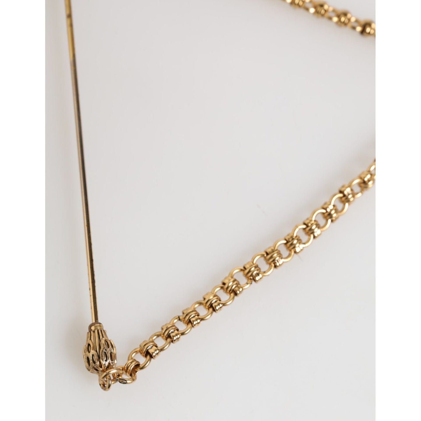 Dolce & Gabbana Lapel Pin Brass Copper Revolver Men Accessories Brooch with gold-tone chain detail