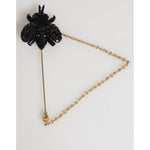 Dolce & Gabbana Lapel Pin Gold Brass Black Crystal Bee Accessories Brooch with luxurious insect design.