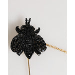 Dolce & Gabbana Lapel Pin Gold Brass Black Crystal Bee Accessories Brooch showcasing intricate design and luxury craftsmanship.