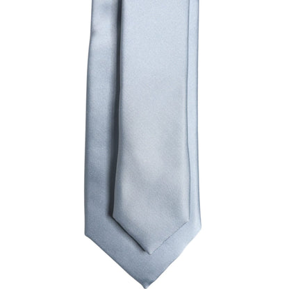 Dolce & Gabbana Light Blue Solid Silk Adjustable Necktie Tie