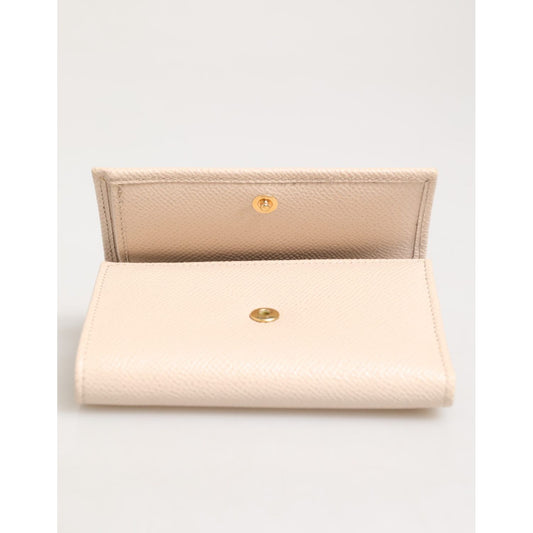 Dolce & Gabbana Light Pink Calf Leather DG Logo French Flap Wallet open showing compartments