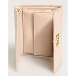 Dolce & Gabbana Light Pink Calf Leather DG Logo French Flap Wallet open view with gold-tone logo and compartments
