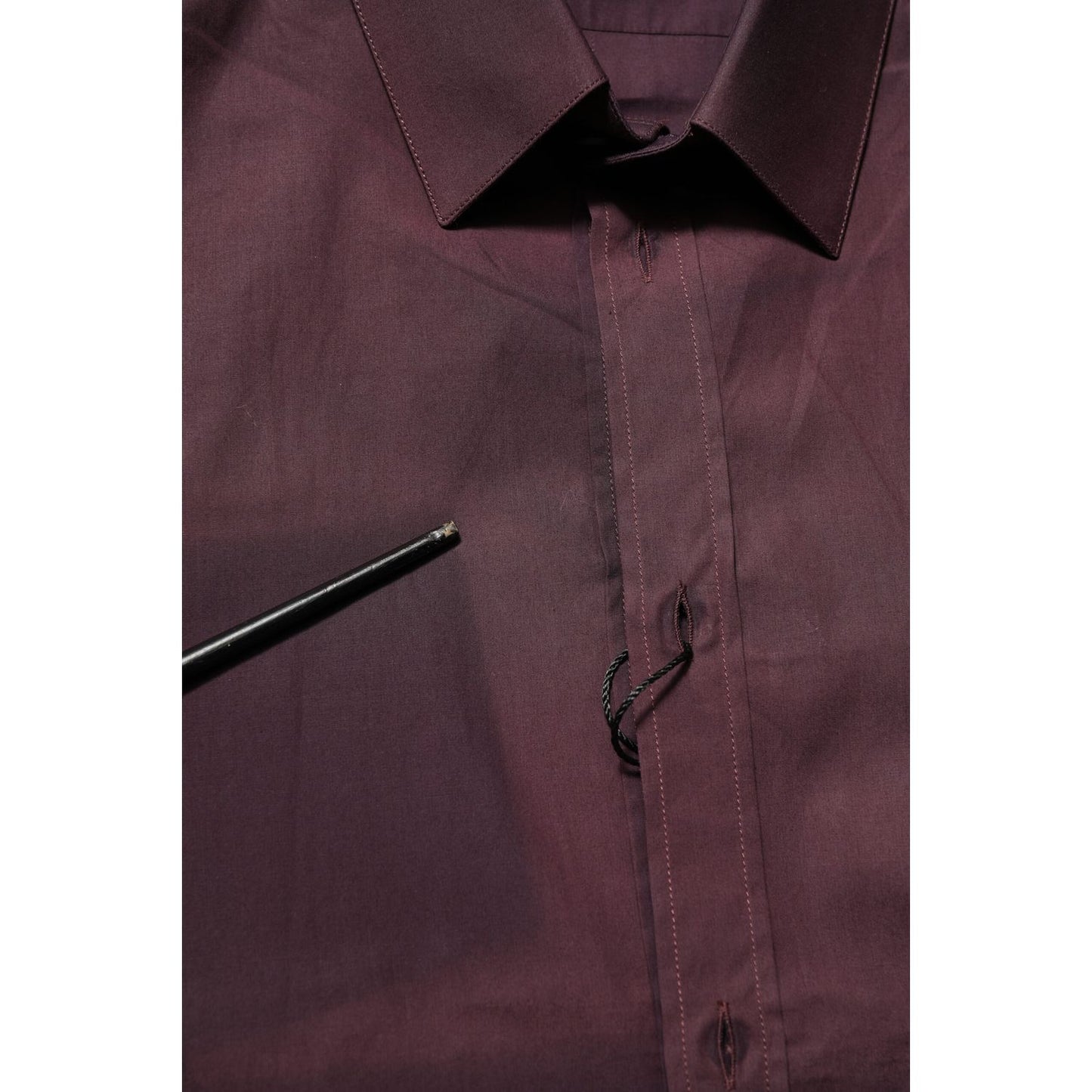 Dolce & Gabbana Maroon Cotton Collared GOLD Formal Dress Shirt with classic design and elegant gold accents.