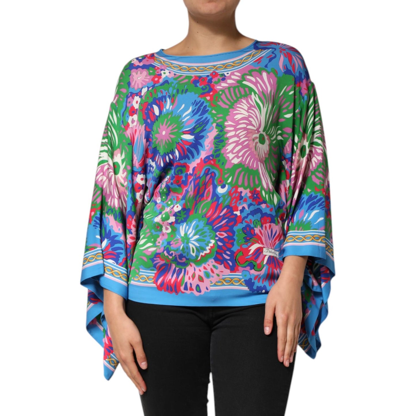 Dolce & Gabbana Multicolor Floral Print Silk Tunic Blouse Top elegant fashion