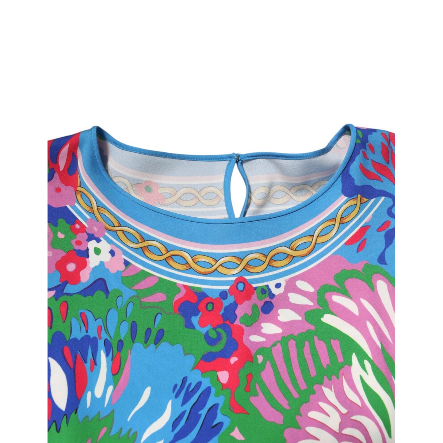 Dolce & Gabbana Multicolor Floral Print Silk Tunic Blouse Top with vibrant floral pattern, ideal for stylish outfits.