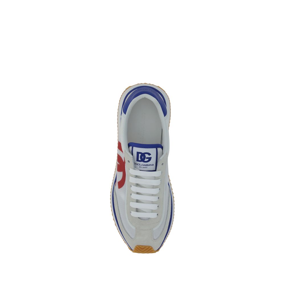 Top view of Dolce & Gabbana Multicolor Rubber Low Top Sneakers with suede details and branded logo on the tongue.