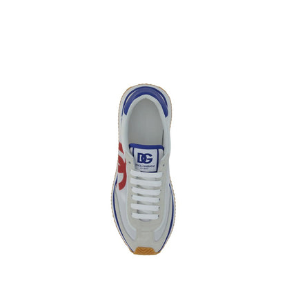 Top view of Dolce & Gabbana Multicolor Rubber Low Top Sneakers with suede details and branded logo on the tongue.