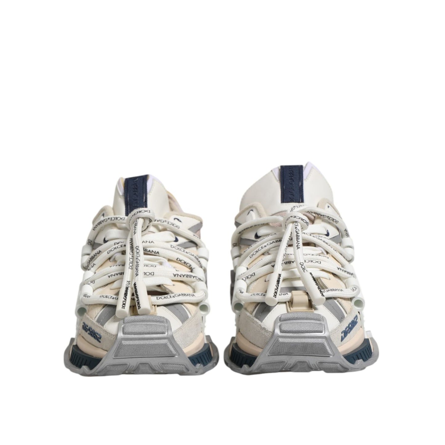 Front view of Dolce & Gabbana Multicolor Space Low Top Men Sneakers Shoes with logo details and rubber sole, lace up closure.