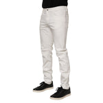 Dolce & Gabbana Off White Cotton Stretch Slim Fit Denim Jeans displayed on model.