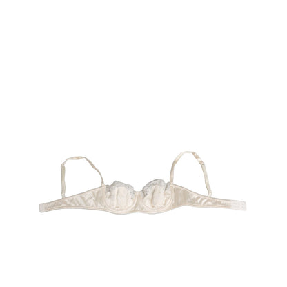 Dolce & Gabbana Off White Silk Underwired Balconette Bra Underwear