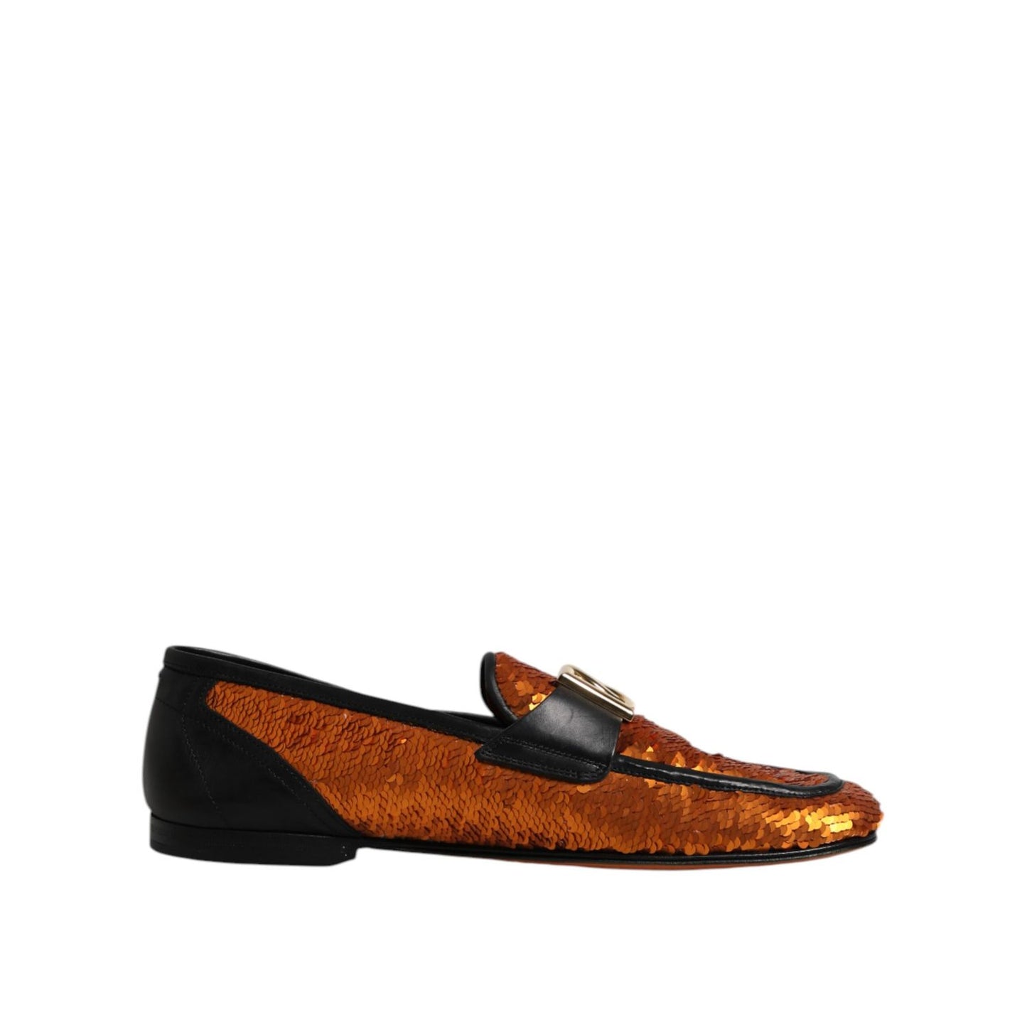 Dolce & Gabbana Orange Sequin Embellished Men Loafers Shoes
