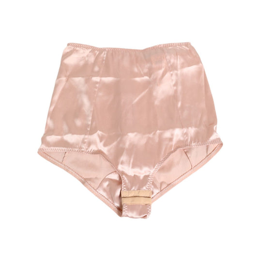 Dolce & Gabbana Pink Acetate High Waist Shorts Panty Underwear with logo details, elegant design, crafted in Italy, soft and smooth texture.