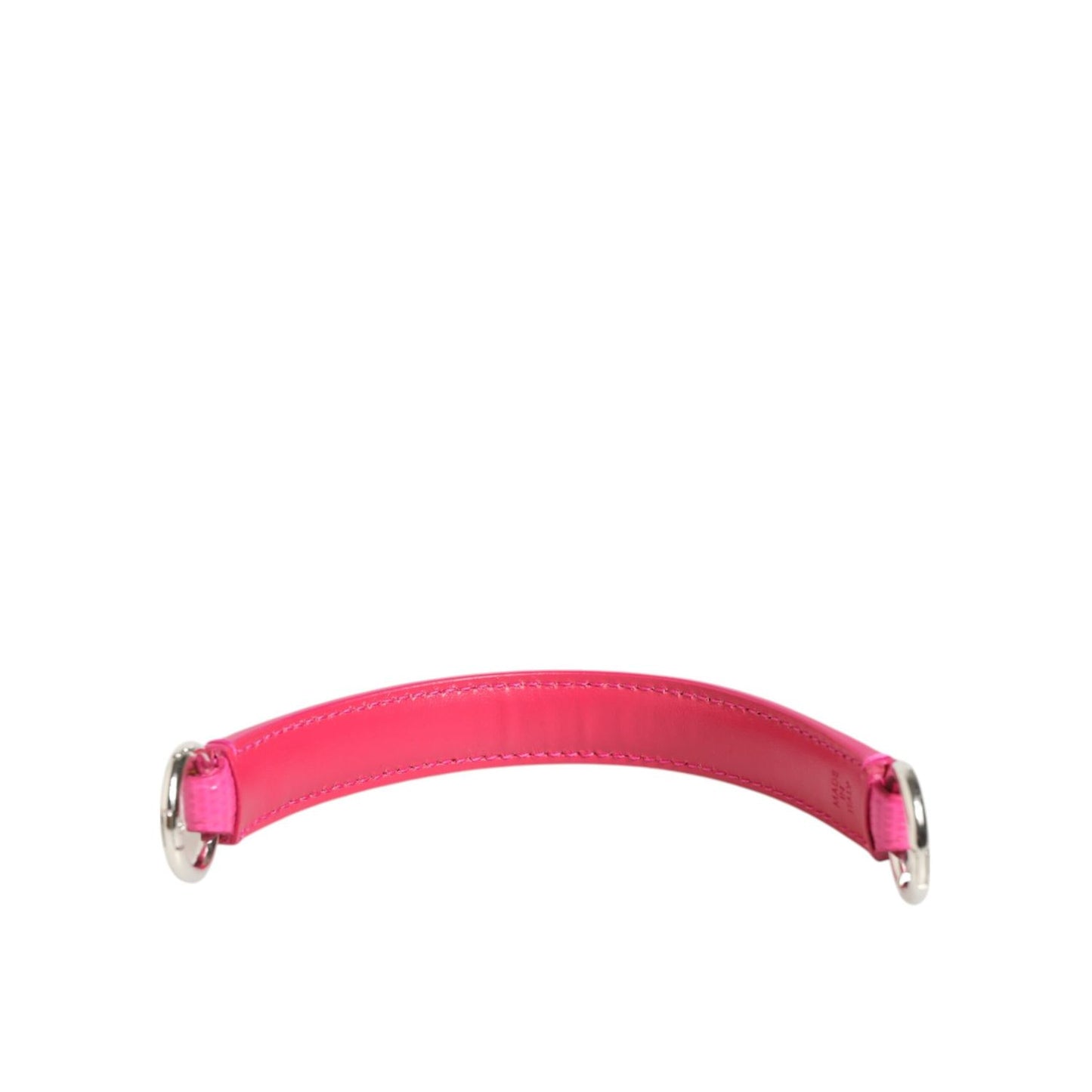 Dolce & Gabbana Pink Embellished Leather Bag Handle Women Shoulder Strap with silver-tone metal rings, perfect for customization.