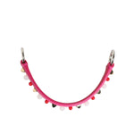 Dolce & Gabbana Pink Embellished Leather Bag Handle Women Shoulder Strap with red and white beads, gold and silver-tone accents.