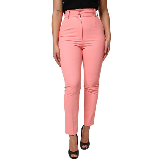 Dolce & Gabbana Pink High Waist Dress Tapered Trouser Pants, feminine silhouette, polished style, soft pink elegant trousers