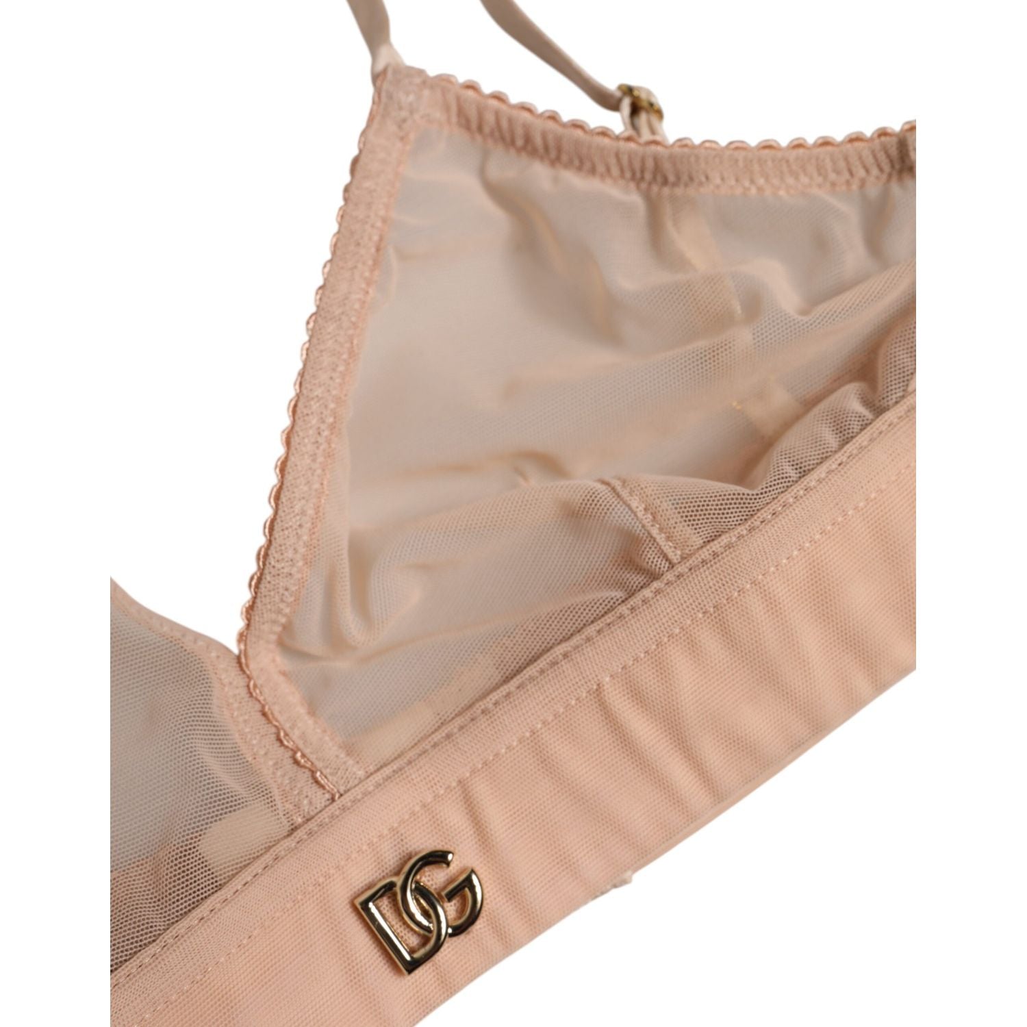 Dolce & Gabbana Powder Pink Nylon DG Logo Non Wire Bra Underwear