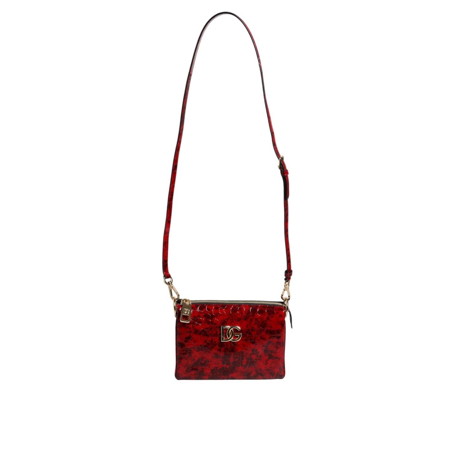 Dolce & Gabbana Red Exotic Leather DG Logo Women Crossbody Bag