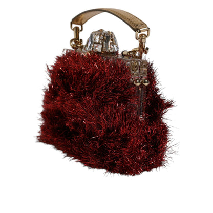 Dolce & Gabbana Red Gold Chain VANDA Tinsel Crystals Evening Clutch Bag