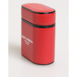 Dolce & Gabbana Red White Calfskin Leather Logo Flip Holder Airpods Case in premium red leather with sleek design and logo print.