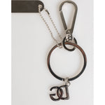 Dolce & Gabbana Silver DG Logo Key Holder Keychain Bag Charm Keyring with lobster clasps and brand tag charms.