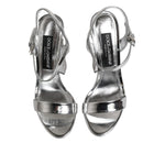 Dolce & Gabbana Silver Leather Platform Keira Sandals Shoes