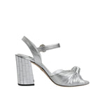 Dolce & Gabbana Silver Mirror Heels KEIRA Sandals Shoes in silver lamb leather with ankle strap and buckle closure.