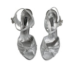 Dolce & Gabbana Silver Mirror Heels KEIRA Sandals Shoes with ankle strap and buckle closure, preowned with slight scratches.