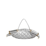 Dolce & Gabbana Silver Quilted Filled Crossbody Shoulder Bag SICILY Bag with detachable strap, leather details, and logo plate.