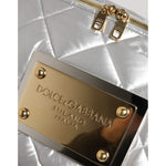 Dolce & Gabbana Silver Quilted Filled Crossbody Shoulder Bag SICILY Bag with logo plate