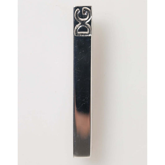 Dolce & Gabbana Silver Tone Brass Logo Branded Men Accessory Tie Clip Bar with polished finish and engraved logo.