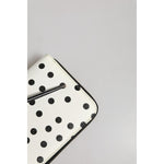 Dolce & Gabbana White Black Dotted Leather Zip Around Continental Wallet with metal hardware and zipper fastening.