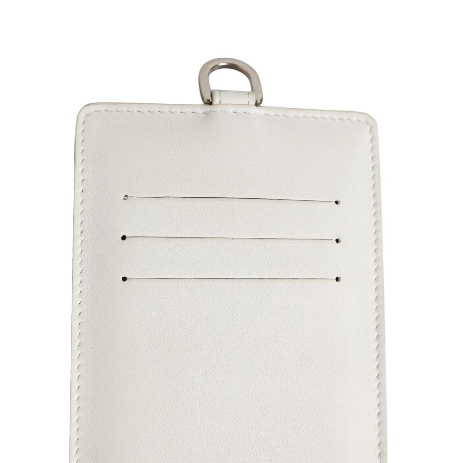 Dolce & Gabbana White Calf Leather Lanyard Logo Card Holder Men Wallet