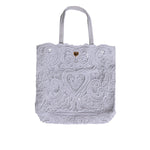 Dolce & Gabbana White Cordonetto Lace Beatrice Tote Shopping Bag with heart motif and shoulder strap, summer luxury accessory.