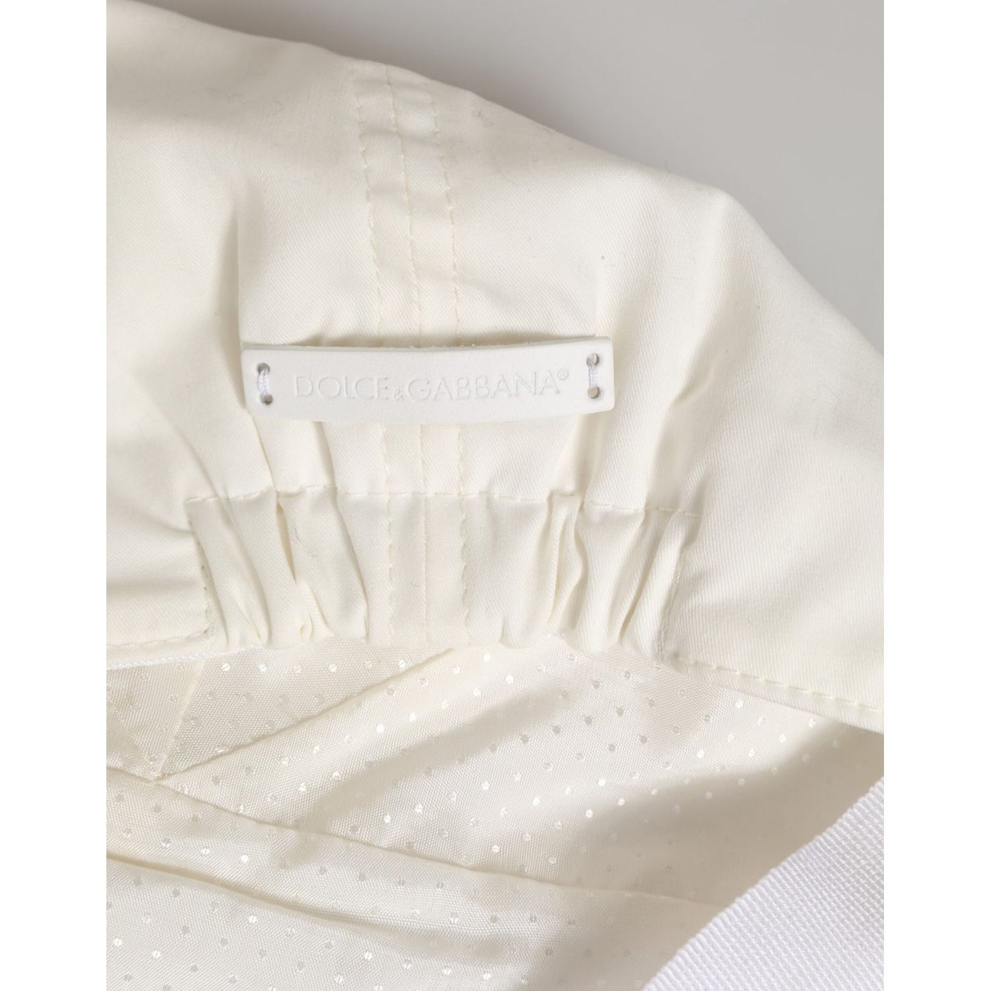 Dolce & Gabbana White Cotton Blend Leather Trim Flat Men Cap Hat