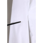 Close-up of sleeve detailing on Dolce & Gabbana White Cotton Collared Buttoned Dress Shirt Top.