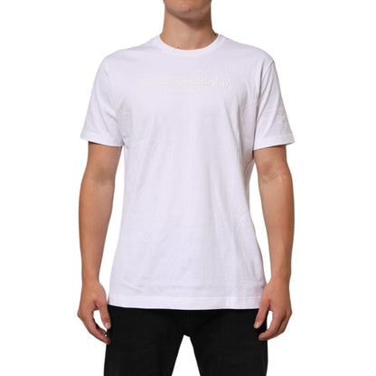 Dolce & Gabbana White Cotton Crew Neck Short Sleeves T-shirt
