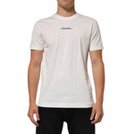 Dolce & Gabbana White Cotton Logo Print Crew Neck Men T-shirt with short sleeves, worn by model