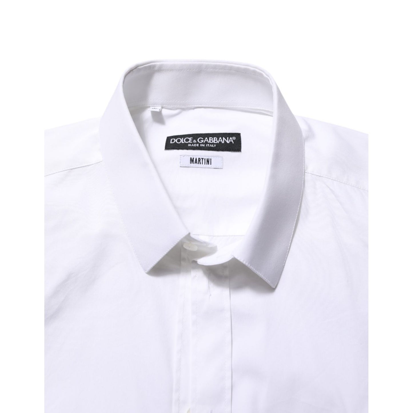 Dolce & Gabbana White Cotton MARTINI Formal Men Dress Shirt, classic collared design, long sleeve, tailored fit, premium cotton