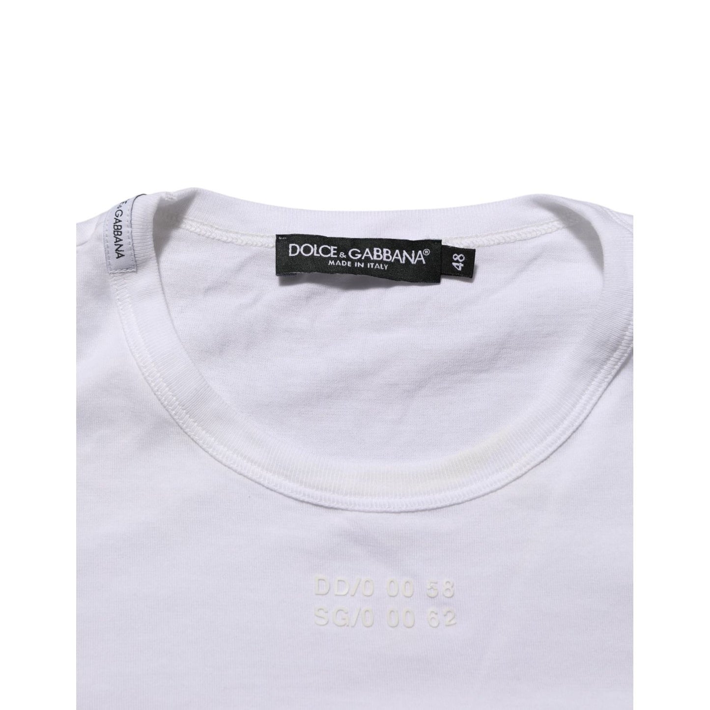 Dolce & Gabbana White Cotton Pocket Crew Neck Men Tee T-shirt
