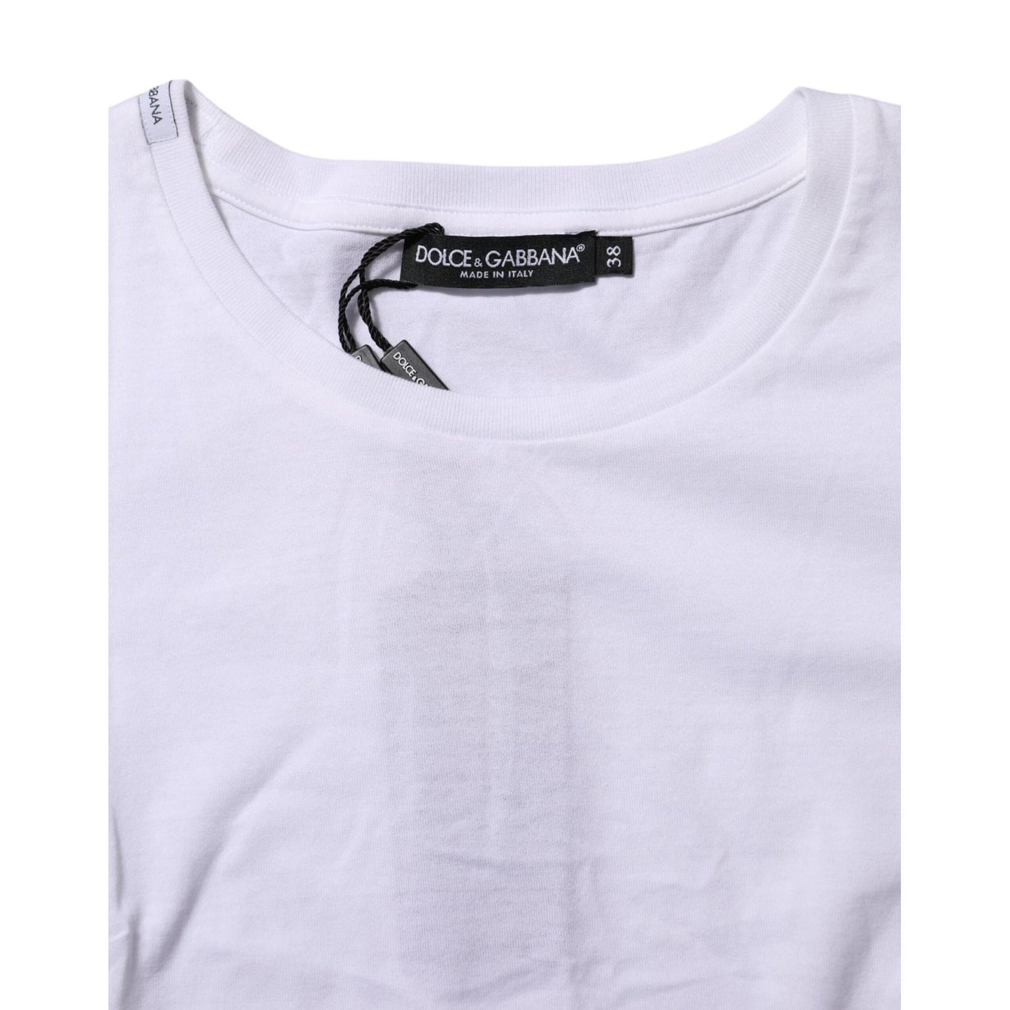 Dolce & Gabbana White Cotton Short Sleeves Round Neck T-shirt