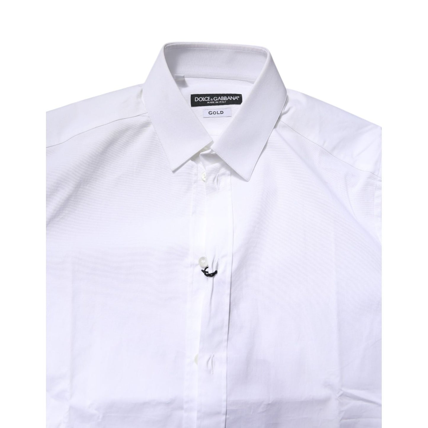 Dolce & Gabbana White Cotton Stretch GOLD Dress Formal Shirt
