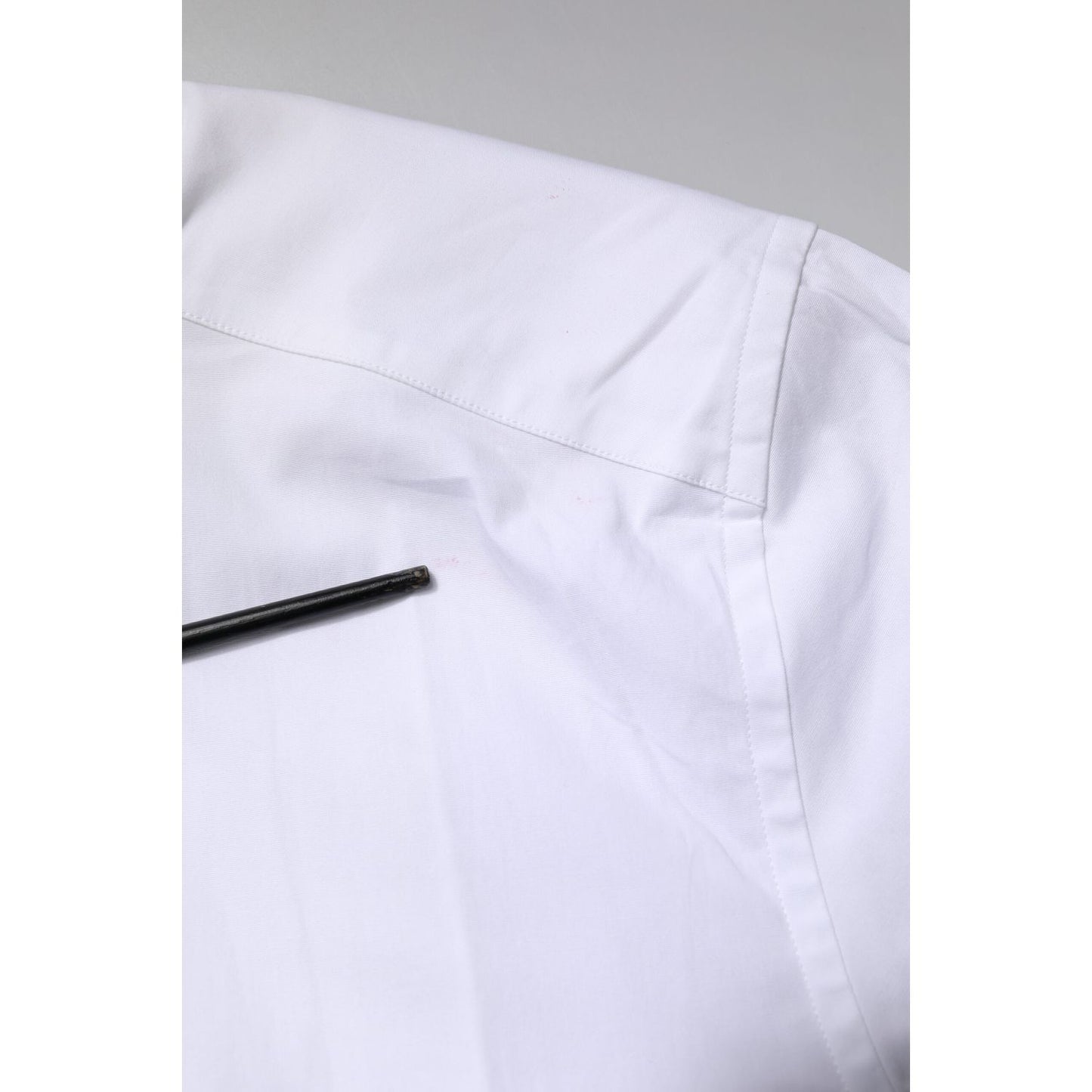 Dolce & Gabbana White Cotton Stretch GOLD Dress Formal Shirt
