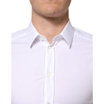 Dolce & Gabbana White GOLD Cotton Long Sleeves Dress Men Shirt featuring slim fit and button closure