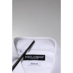 Dolce & Gabbana White GOLD Long Sleeve Dress Men Formal Shirt