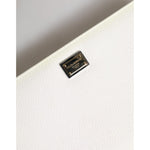 Dolce & Gabbana White Leather Logo Plaque Zip Around Continental Wallet detail view