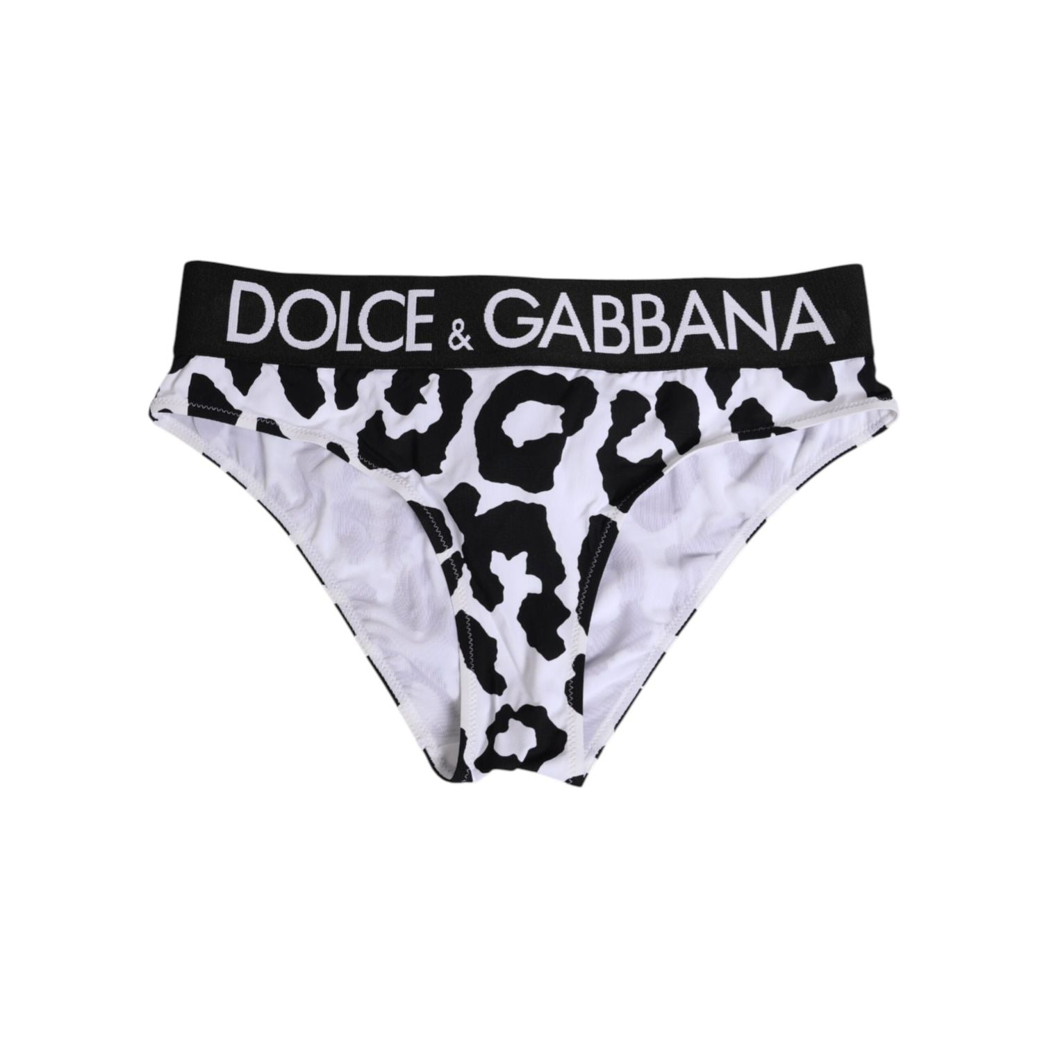 Dolce & Gabbana White Leopard Nylon High Waist Panty Underwear