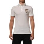 Dolce & Gabbana White Logo Embroidery Cotton Polo T-shirt on a mannequin with classic collared silhouette and short sleeves.