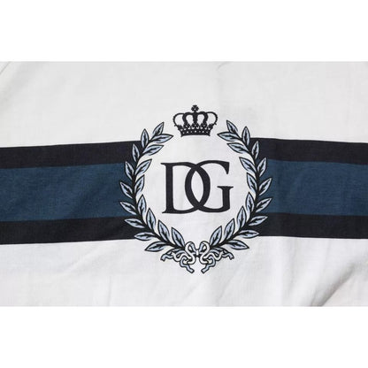 Dolce & Gabbana White Logo Print Cotton Men Crew Neck T-shirt